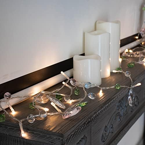 Yolight Bohemia žičana svjetla na baterije akrilna Kristalna bajkovita svjetla, 10ft 30 LED pastelni dragulji svjetlosni vijenac s daljinskim tajmerom za spavaću sobu svadbena zabava Božićni kamin Uskršnja dekoracija