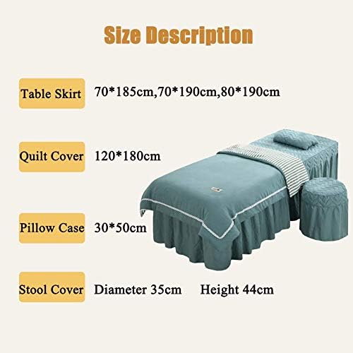 ZHUAN Beauty Bed Cover masažni stol Setovi listova čiste boje,4 komada masažna suknja Spa pokrivač za krevet sa rupom za odmor za lice-h 80x190cm