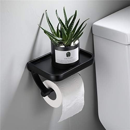 Doubao Wall Monting Crni toaletni papir Držač papira Držač za papir za roll sa telefonom polica za skladištenje