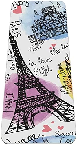 Debela neklizajuća Vježba & amp; fitnes 1/4 prostirka za jogu sa starinskim printom razglednica Paris Eiffelov toranj za jogu Pilates & amp; Vježba fitnesa na podu