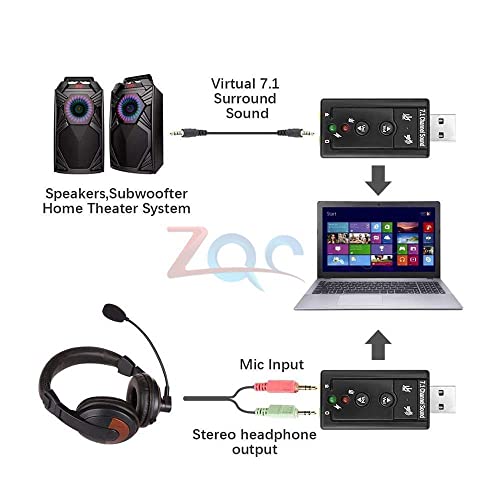 7.1 kanal USB eksterni zvučni kartica Audio Adapter USB 2.0 3.5 mm priključak za povezivanje mikrofon