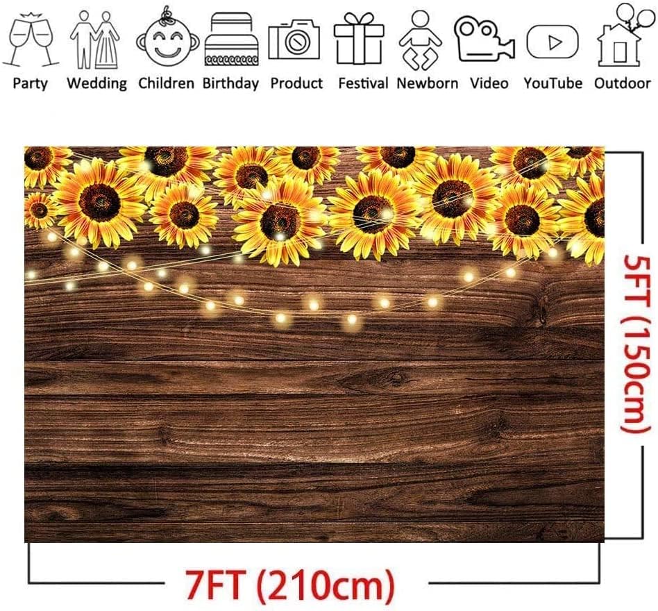 Fanghui 7x5ft suncokretova drvena podna pozadina Baby tuš vjenčanje Rođendanska zabava Banner Decor Supplies
