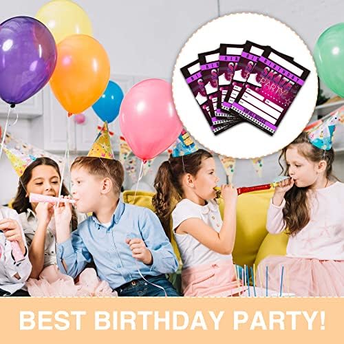 Lefohlon Neon Rođendan za klizanje, dvostrane dvostrane karte za skakanje za rođendanske pozivnice