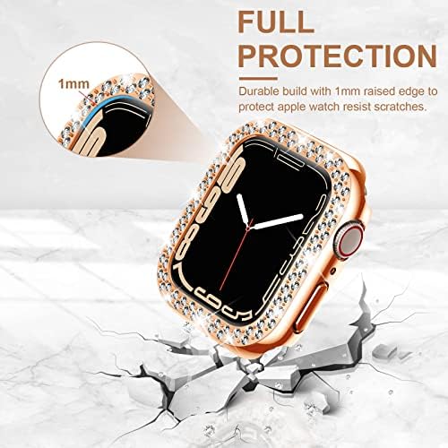 [2pack] Kompatibilan je za Apple Watch seriju 8/7 45mm Case Branik, Žene Djevojke Bling Diamond Cover Zaštitni PC Cistalni okvir za iWatch serije 8 7