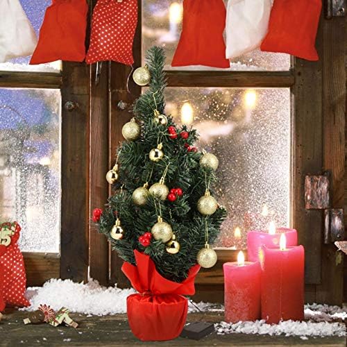 KESYOOOO MALA TABLETOP Božićno stablo Artifical Mini Xmas Tree Pine stablo sa LED svjetlom Up Božićni stol Center Stupanje Central 55cm Crveno