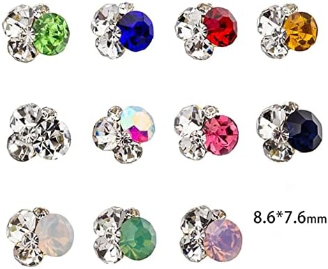 HJKOGH 10kom 3d kristali noktiju vještački dijamant AB čari kvadratni okrugli Nail Gems Nail Art dekoracija