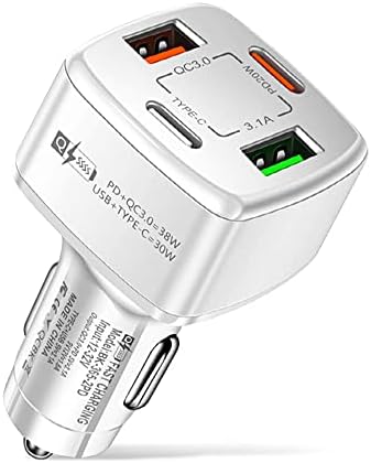 Adapter za automobilski Punjač,[nova nadogradnja] 4 porta USB brzi punjač za automobil QC3. 0 / PD20W/Type-C /