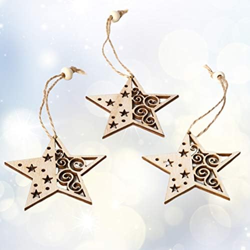 GALPADA 3kom DIY drvena zvijezda viseća dekoracija Božić viseći DIY ukrasi drvene kriške Božićni