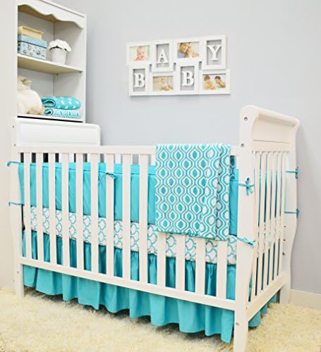 American Baby Company prirodni pamuk Percale opremljena posteljina za standardne dušeke za krevetić i malu djecu, Aqua Sea Waves, meka prozračna, za dječake i djevojčice