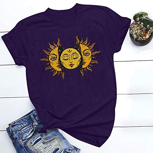 Neartime Casual t-shirt za ženske sunce Print kratki rukav Top ljeto Funny Vintage grafički O-vrat Tee bluza