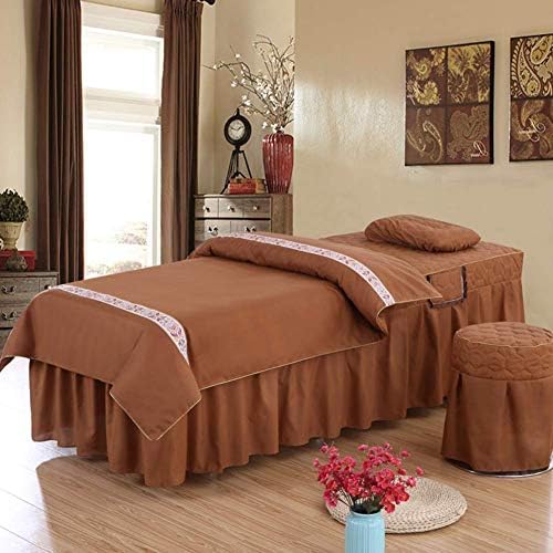 ZHUAN jednobojni Setovi čaršava za masažu, vrhunski Set suknji za masažu masažni Salon pokrivač za krevet prekrivači sa rupom za odmor za lice-brown1 70x190cm