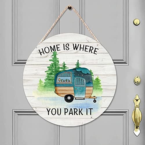 Mesllings Home je mjesto gdje ga parkirate na drva, kamp Životni vijek Dočekat ulaznog drveta, 16 x 16 Adventure Welling Signe znakova plaketa Rustikalna za dvorišni dijelovi zaslona