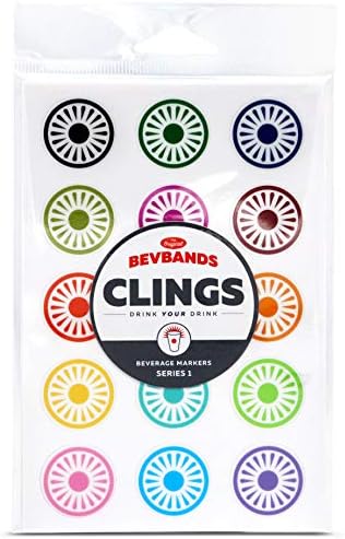 Bevbands set od 30 statičkih Cling markera za piće, Serija 1