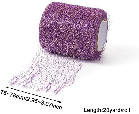 Pandahall 20 Yards Deco Mesh Tulle Ripbon Purple Poliester OpenWork Spider Web čipka Tkanina za ukras odjeće