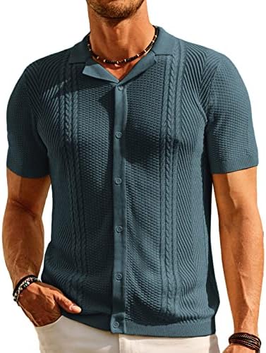 PJ Paul Jones Mens Knit Polo majice Kratki rukav gumb za pletene putevine