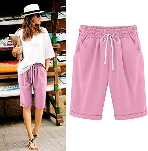 LCEPCY Plus size pamučne kratke hlače za žene prozračne ljetne kratke hlače udobne elastične kratke kratke