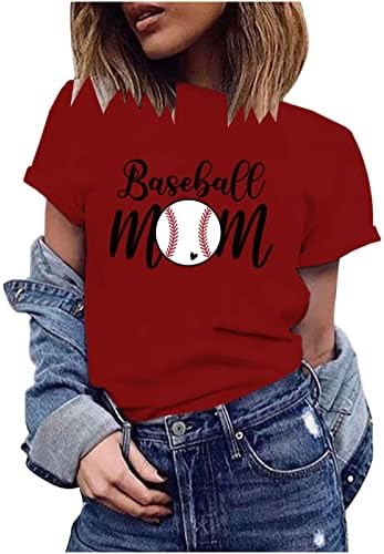Majica za bejzbol mama ženska mama majica s kratkim rukavima Okrugli vrat pisma Ispiši casual osnovne vrhove