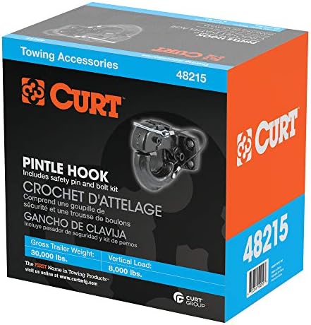 Curt 48215 Pintle kuka za kuku 30.000 lbs, uklapa 2-1 / 2 do 3 inčanettni prsten, potreban nosač, crnim praškastim kaputom Carbide