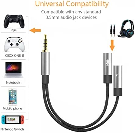 GEEKRIA najlon pletene slušalice Mic i Audio Adapter kabl kompatibilan sa računarom, PS4,