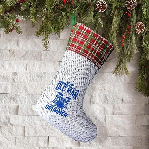 Old Man Bubnjar Sequin Božićni čarapa sjajni zid viseći ukras ukrase za Xmas Tree Holiday Party