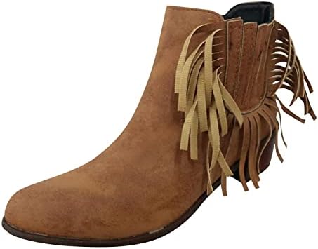 Sinzelimin Boots Boots Women Modni patentni zatvarač Suede resice kaubojske čizme Chunky Heel