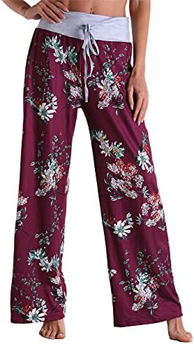 Womens Bootcut visokog struka joga hlače cvjetne tiskane širine pantalone za noge Trmmy Control Teret Work Work Dukset