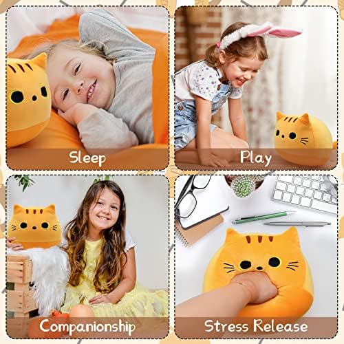 Lsydcarm Slatka mačka Plišani jastuci, 9 Kawaii Yellow Cat Punjena životinja Mekana mačka Plushie jastuk