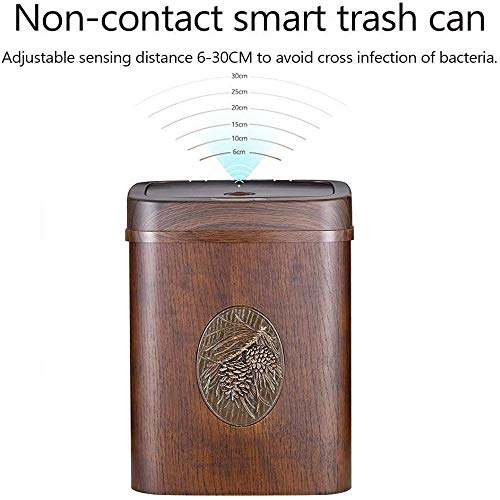 Allmro Male smeće može inteligentno indukcijsko smeće, 8L pametne drvene kante za pametne smeće, zvuk inteligentna zaštita okoliša podesiva kantu za odlaganje udaljenosti