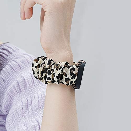 Baozai kompatibilan sa škljokie Apple Watch Band 40mm SE / Series 6, slatka mekana tkanina elastična narukvica narukvica i zaštitni ekran Apple Watch za iWAtch se serije 6 5 4 žene, leopard, s