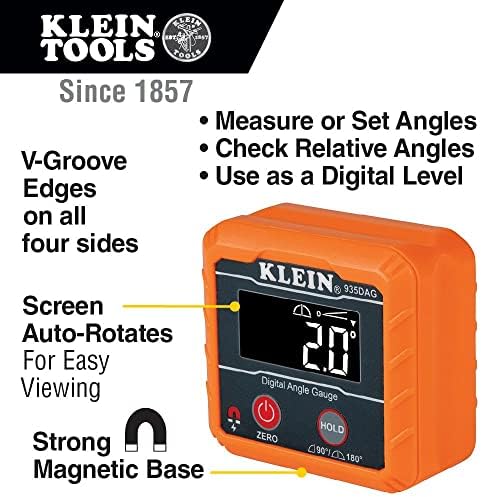 Klein Tools 935dag digitalni elektronski mjerač nivoa i ugla, mjeri opsege 0 - 90 i 0-180 stepeni, mjeri i