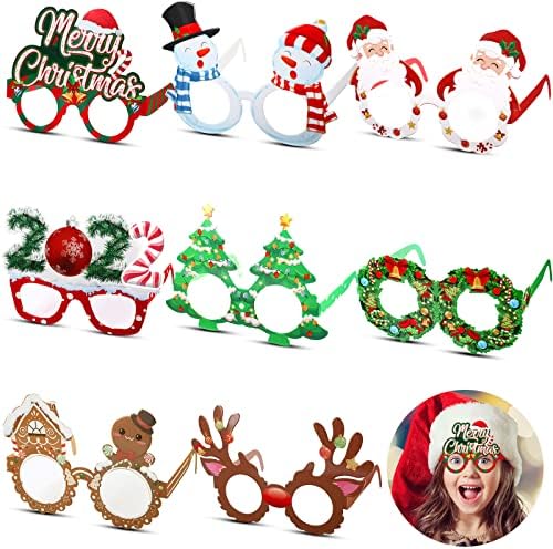 32 komada Božićne papirne naočare za oči 2022 rogovi sobova Santa snjegović Božić naočare okvir kostimografska