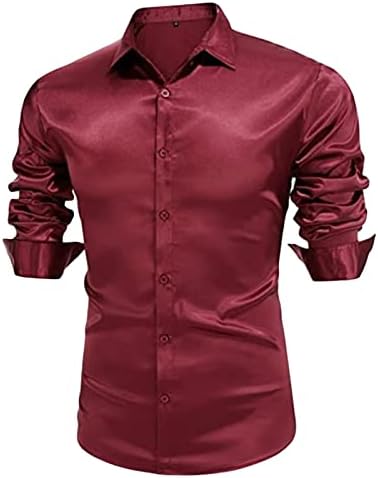 Maiyifu-GJ Mens Metallic Disco Shiny Dress Shirt Long Sleeve Button Down nightclub party Shirts Luxury