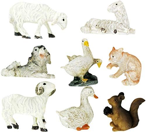 Ferrari & amp; Arrighetti set za jaslice : figurice životinja - guske, pas, mačka, vjeverica, Ovna i Ovan, ručno