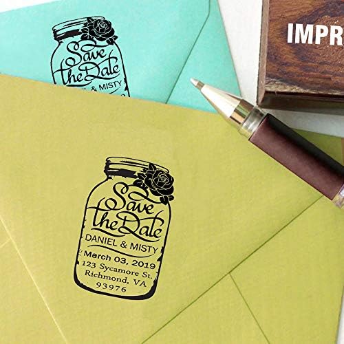 Printtoo Mason Jar Custom Spremi datum Vjenčanje Poziv na drva Poklon gumenim žigom