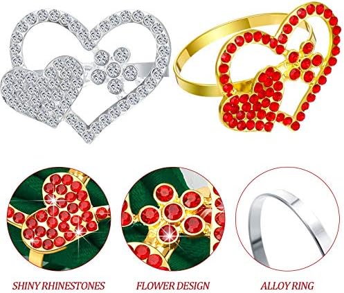 Set od 8 valentinova Držač prstena za salvetu Srce Love Salveni prstenovi metalni legura srčani