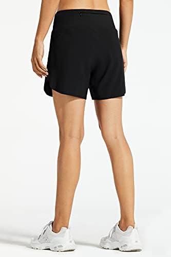 Libin ženske kratke hlače od 5 inča s linijom s oblogom Quick Work Work Worth Hlats za salon sportove sa džepovima sa patentnim zatvaračem