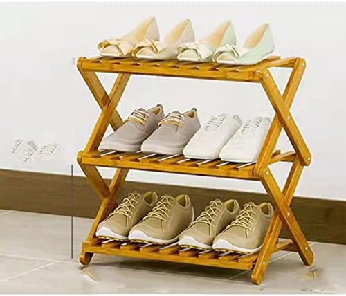 Jtwmy Besplatna ugradnja preklop 3-nivoski bambusov stalak za cipele izdržljive čvrste polica za cipele Skladište