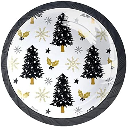 Kraido Snowflakes Stars Božićne stablo uzorak ladice za ladice 4 komada okrugla gumb ormara sa vijcima pogodnim za kućni ured kupaonski ormar za garderobu namještaj