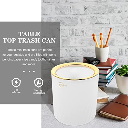 Luozzy Desktop kantu za smeće Male smeće može sa pritiskom na gornji poklopac okrugli plastični otpad za ured za skladištenje kućišta