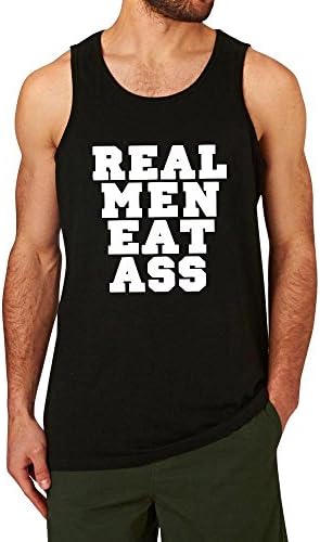 WINGZOO trening Tank Top za muškarce-pravi muškarci jedu dupe muške smiješne Izreke fitnes teretane trkačke košulje bez rukava Crne