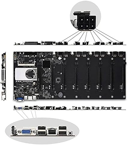 Amasafety rudarska matična ploča BTC-T37 sa 8 utora za 8 GPU-a, VGU sučelje Konzumiranje niske energije za rudarsku mašinu, uključeni RAM DDR3 i CPU