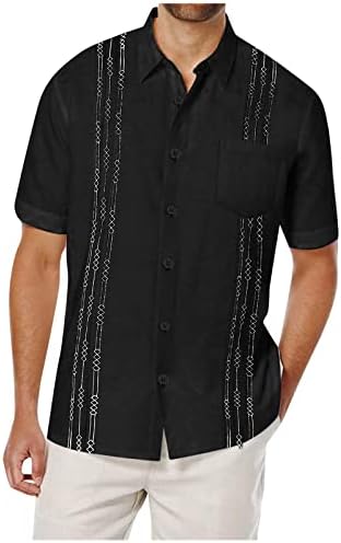 Muška majica kubanske guayabera casual majica s kratkim rukavima dolje košulja za košulja za kraljevstvo ljetna plaža bluza