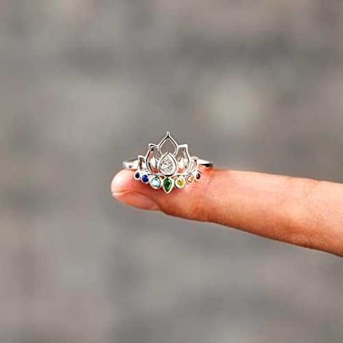  KIFUTENG 925 srebra prsten, Lotus Flower Yoga Visoki poljski Tarnish otporan Comfort Fit vjenčani prsten
