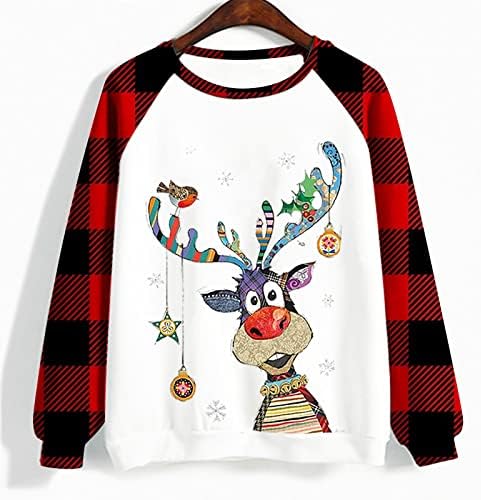 LED Reindeer Rudolph božićnih džempera za žene dugih rukava za duge rukave Fall Funny Elk Print
