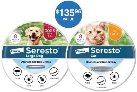 Seresto veliki pas za pse preko 18 lbs. & Seresto za mačke Vet-preporučeni tretman protiv buha i krpelja & amp; prevencija ovratnici / 8 mjeseci zaštite svaki