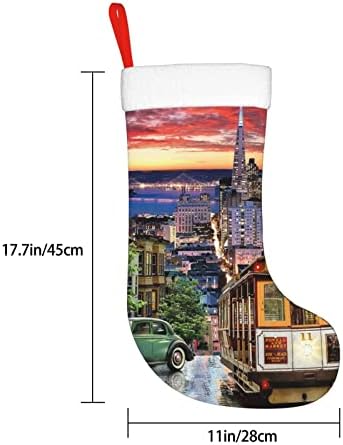 YileQuan 18 inča Božićne čarape Klasične čarape, San Francisco, za obiteljski odmor Božićni ukrasi