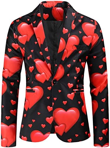 Wocachi muški blazervi 3 komada odijelo Slim Fit One tipka Ljubav srčani jaknu za jaknu za zabavu TUXEDO TUX & Hlače i vest