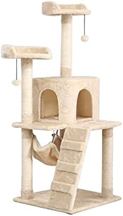 Mačje stablo za unutarnje mačke 53.1 inča CAT tornjevi Cat Condo Comfort Flannel Cat Houses s platformom i grebanjem postova za velike mačke Play House Fun aktivnosti Relax za mačke