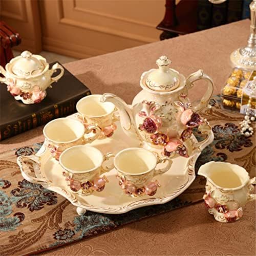 Xiulaiq Trodimenzionalna pamegranata set za kavu čaj set za kafu set američkog-engleskog keramičkog cvijeta popodnevni čaj set sa ladicom