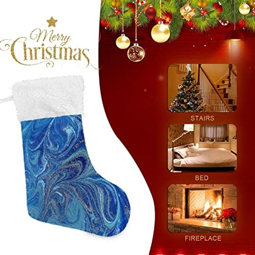 Alaza Božićne čarape Marbled Blue Classic Personalizirani veliki ukrasi skladištenja za obiteljski odmor sezona Party Decor 1 paket, 17.7